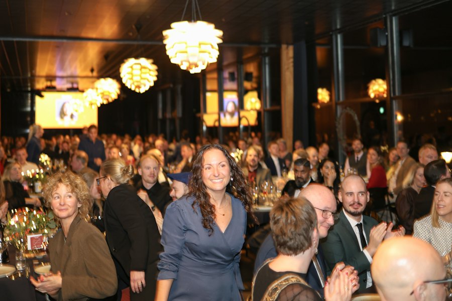 Guests at a formal awards dinner